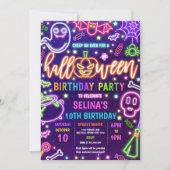 Glow In The Dark Neon Halloween Verjaardagsfeest Kaart (Voorkant)