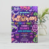 Glow In The Dark Neon Halloween Verjaardagsfeest Kaart (Staand voorkant)