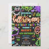 Glow In The Dark Neon Halloween Verjaardagsfeest Kaart (Voorkant)