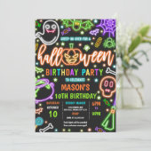 Glow In The Dark Neon Halloween Verjaardagsfeest Kaart (Staand voorkant)