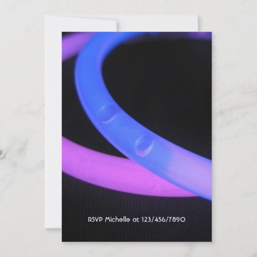 Glow in the Dark Neon themafeest Kaart (Achterkant)