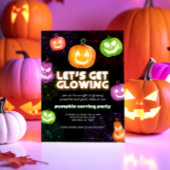 Glow in the dark neon themed Pumpkin Carving Party Kaart