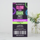 Glow In The Dark Neon Uitnodiging voor verjaardags (Staand voorkant)