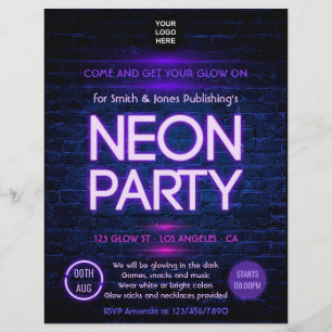Glow in the Dark Neon uitnodiging voor zakelijke f Flyer