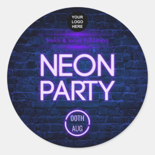 Glow in the Dark Neon uitnodiging voor zakelijke f Ronde Sticker