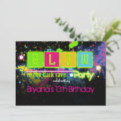 Glow-in-the-dark neon verf feest uitnodiging (Staand voorkant)