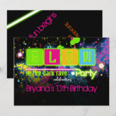 Glow-in-the-dark neon verf feest uitnodiging (Voorkant / Achterkant)