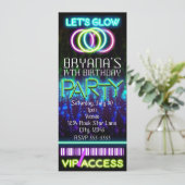 Glow in the Dark Neon VIP-verjaardagsfeesticket Kaart (Staand voorkant)