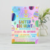 Glow in the Dark Pastel Easter Egg Hunt Uitnodigin Kaart (Staand voorkant)