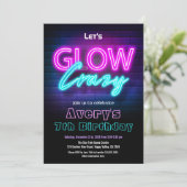 Glow In The Dark Pink Birthday Party Invitation Kaart (Staand voorkant)