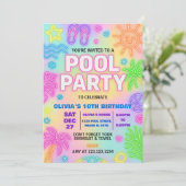 Glow in the Dark Pool Party Uitnodiging (Staand voorkant)