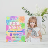 Glow in the Dark Pool Party Uitnodiging (Staand voorkant)