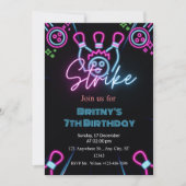 Glow in The Dark Strike Bowling Verjaardagsfeest Kaart (Voorkant)