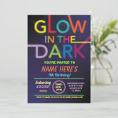 Glow In The Dark Verjaardag Neon Paint Dance Party Kaart (Staand voorkant)