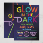 Glow In The Dark Verjaardag Neon Paint Dance Party Kaart (Voorkant / Achterkant)