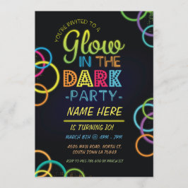 Glow In The Dark Verjaardag Nodig Neon Kinder Part Kaart