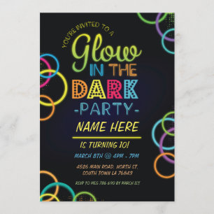 Glow In The Dark Verjaardag Nodig Neon Kinder Part Kaart