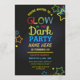 Glow In The Dark Verjaardag Nodig Neon Kinder Part Kaart