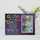 Glow In The Dark Verjaardag Paint Dance Party Foto Kaart (Staand voorkant)