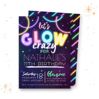 Glow in the Dark Verjaardag Uitnodiging