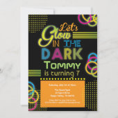 Glow in the dark verjaardagsfeestje sinaasappel kaart (Voorkant)