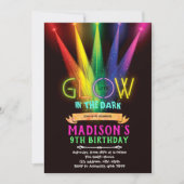 Glow in the dark verjaardagsfeestje uitnodiging (Voorkant)