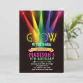 Glow in the dark verjaardagsfeestje uitnodiging (Staand voorkant)