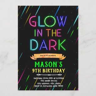 Glow in the dark verjaardagsuitnodiging kaart