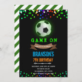 Glow in the dark voetbal verjaardagsuitnodiging kaart (Voorkant / Achterkant)