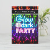 Glow in the donker neon feest uitnodigingen Regenb (Staand voorkant)
