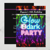 Glow in the donker neon feest uitnodigingen Regenb (Voorkant / Achterkant)