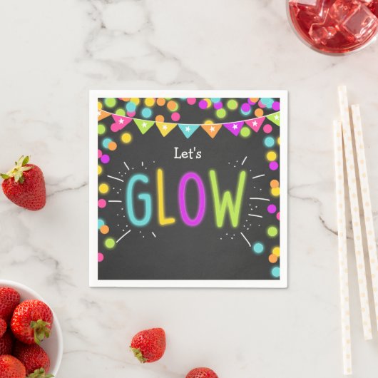 Glow jarig papier Napkins Neon Disco party Laser Servet (Insitu)