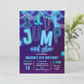 Glow Jump Invitation Neon Jump Birthday Party Kaart (Staand voorkant)