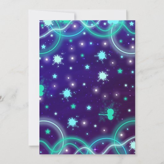 Glow Jump Invitation Neon Jump Birthday Party Kaart (Achterkant)