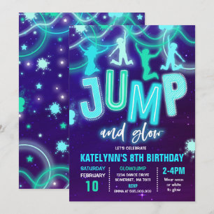 Glow Jump Invitation Neon Jump Birthday Party Kaart