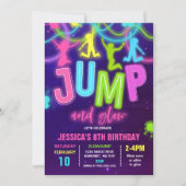 Glow Jump Invitation Neon Jump Birthday Party Kaart (Voorkant)