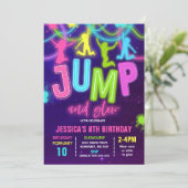 Glow Jump Invitation Neon Jump Birthday Party Kaart (Staand voorkant)