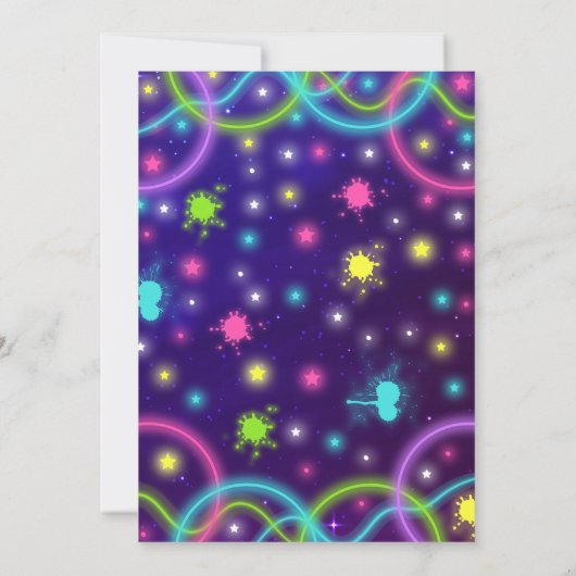 Glow Jump Invitation Neon Jump Birthday Party Kaart (Achterkant)