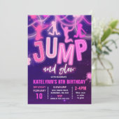 Glow Jump Uitnodiging Neon Jump Verjaardagsfeest (Staand voorkant)