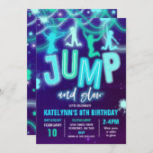 Glow Jump Uitnodiging Neon Jump Verjaardagsfeest (Voorkant / Achterkant)
