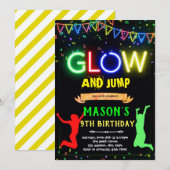 Glow jump verjaardagsuitnodiging kaart (Voorkant / Achterkant)