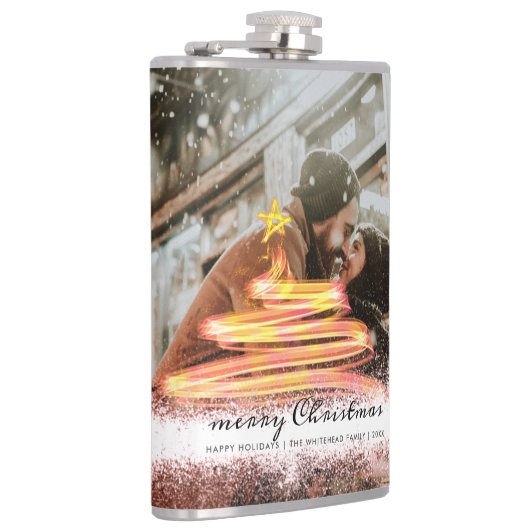 Glow Kerstboom Star Foto Glitter Heupfles (Rechts)