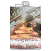 Glow Kerstboom Star Foto Glitter Heupfles (Voorkant)