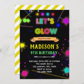 Glow laser label verjaardagsfeestje uitnodiging (Voorkant / Achterkant)