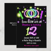 GLOW Lights 12e verjaardagsfeestje Leeftijd 12 uit Kaart (Voorkant / Achterkant)