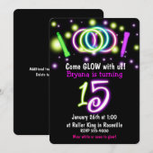 GLOW Lights 15e Verjaardagsfeest Leeftijd 15 Uitno Kaart (Voorkant / Achterkant)
