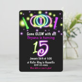 GLOW Lights 15e Verjaardagsfeest Leeftijd 15 Uitno Kaart (Staand voorkant)