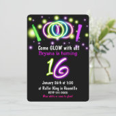 GLOW Lights 16e Verjaardagsfeest Leeftijd 16 Uitno Kaart (Staand voorkant)