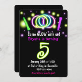 GLOW Lights 5e Verjaardagsfeest Leeftijd 5 Uitnodi Kaart (Voorkant / Achterkant)
