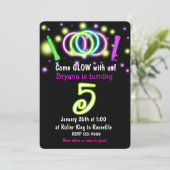 GLOW Lights 5e Verjaardagsfeest Leeftijd 5 Uitnodi Kaart (Staand voorkant)